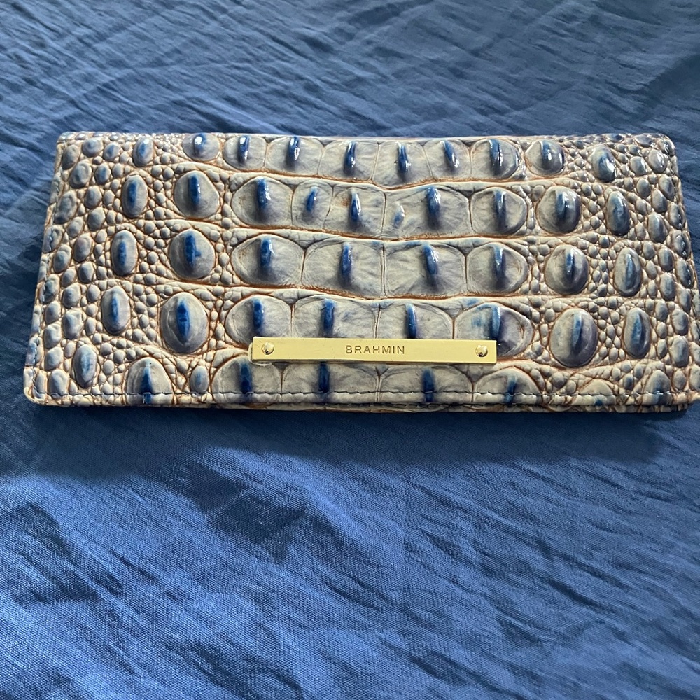 Brahmin Blue and Tan Textured Wallet